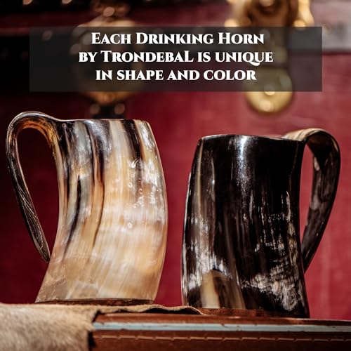 Handcrafted Viking Drinking Horn Mug - 20 Oz Natural Ox Horn Beer Tankard