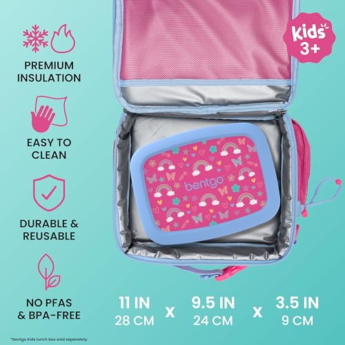 Bentgo Kids Insulated Reusable Lunch Bag - Rainbows & Butterflies