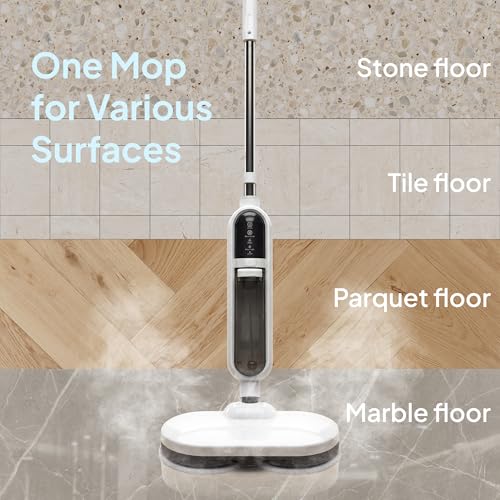 2-in-1 Rotating Steam Mop and Handheld Steam Cleaner with 15 Accessories