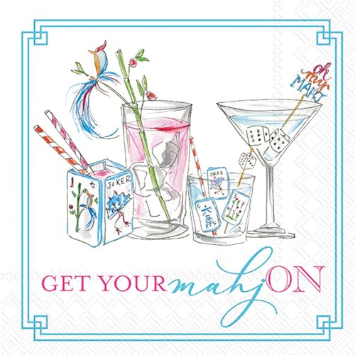 Mahjong Cocktail Napkins, 3-Ply Paper Party Napkins, 10-Inch, 20-Count