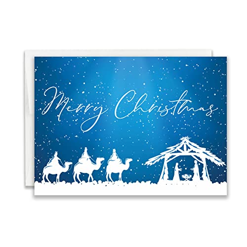 Snowing Nativity Christmas Card Pack of 24 Religious Holiday Greeting Cards