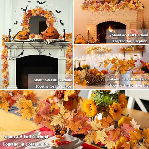 AWARDSEN 2-Pack 13FT Artificial Fall Maple Leaf Garland for Thanksgiving Decor