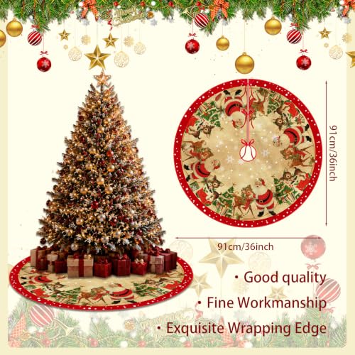 Retro Christmas Tree Skirt 36 Inch for Holiday Home Decor - FARMNALL