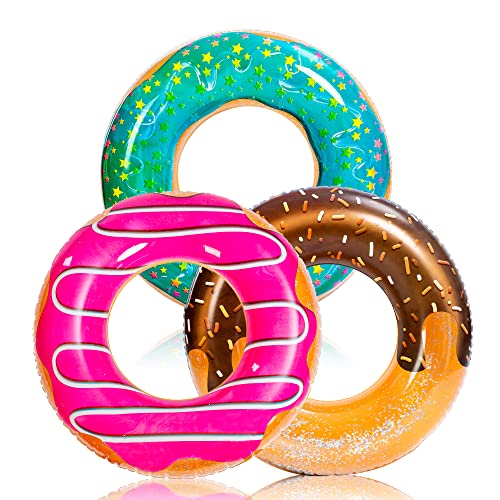 JOYIN Donut Pool Float with Glitters 32.5¡± (3 Pack), Funny Tube Toys for Swimming Pool Party and Donut Party Supplies