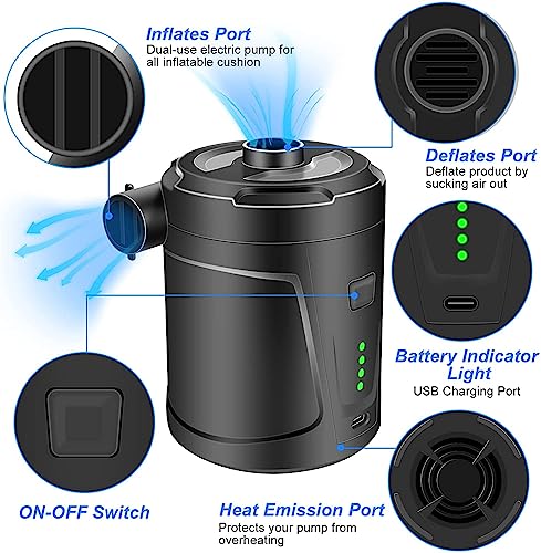 Portable Electric Air Pump for Inflatables - 5200mAh Rechargeable