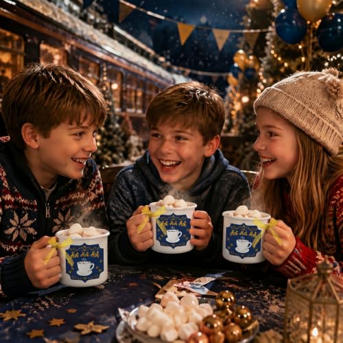 Gandeer Christmas Express Train Coffee Mugs Set - Hot Cocoa Variant, 12 oz, 6 Pack