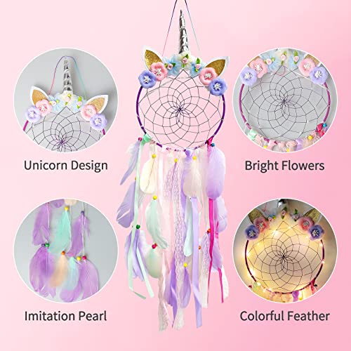 LED Unicorn Dream Catcher Wall Hanging for Kids Bedroom Decor