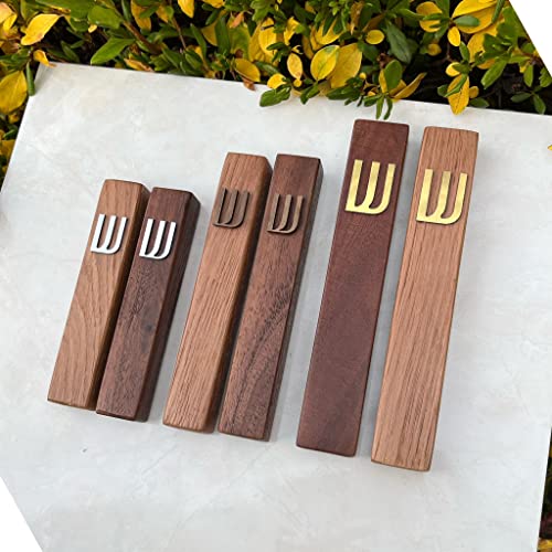 7-Inch Wooden Mezuzah Case for Door - Modern Peel and Stick Jewish Decor