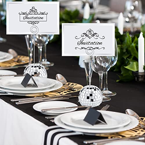 20 Set Disco Ball Place Card Holders with Wire Clips for Party Tables