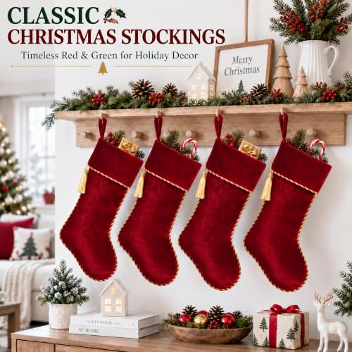 Ugiftcorner Red Velvet Christmas Stockings 20 Inch Large - 1 Pack, Holiday Decor