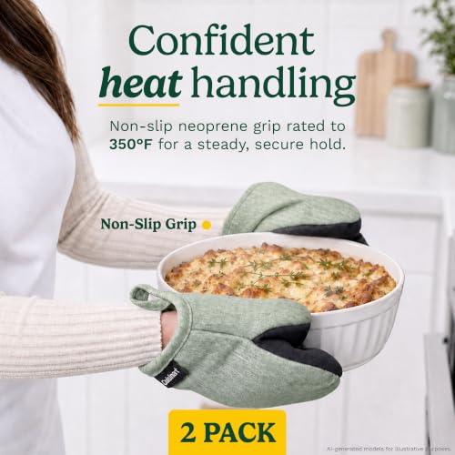 Mini Oven Mitts 2-Pack, Heat Resistant Neoprene Grip Gloves, 5.5x7 Inch