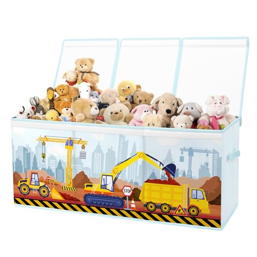 Extra Large Collapsible Toy Storage Chest with Lid and Dividers, 123L