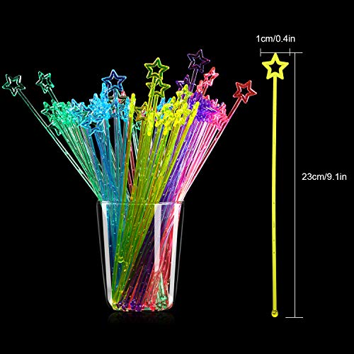 Honoson 100 Pcs Plastic Cocktail & Coffee Stirring Sticks with Star Top, 9.1in