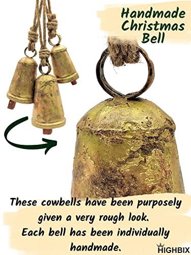 HIGHBIX Set of 3 Giant Harmony Cow Bells Large – Rustic Vintage Wall Hanging Bells