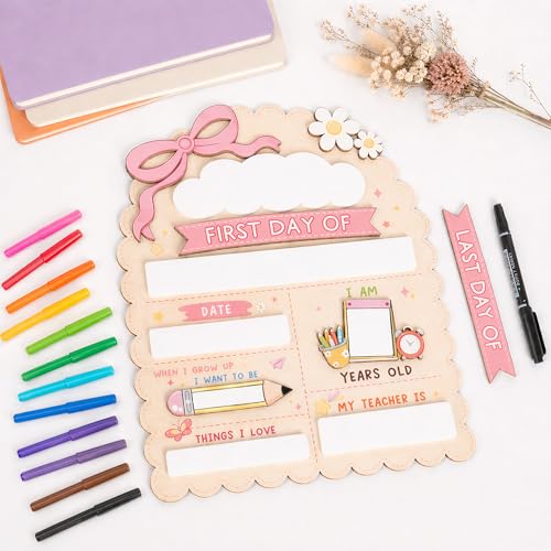 Reusable First and Last Day of School Sign - 12x10 Inch Chalkboard Board