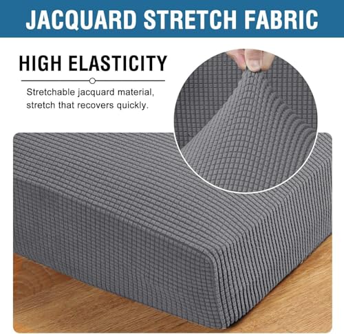 Stretch Sofa Seat Cushion Covers - 3-Piece Jacquard Couch Slipcover Set