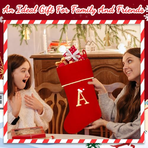 20-Inch Personalized White Velvet Monogram Christmas Stocking with Gold Trim
