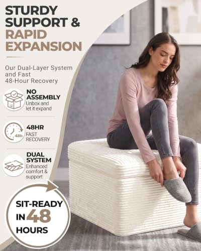 23.6-Inch Corduroy Ottoman Footrest with Dual-Layer Foam Support