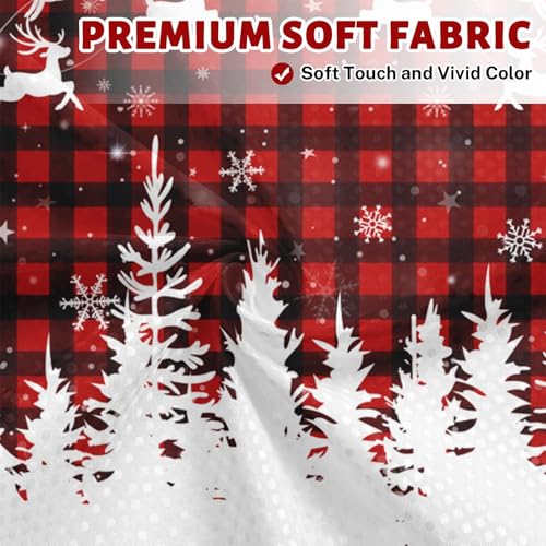 Culudea Santa Plaid Shower Curtain Set 72 x 72 in Red Black Plaid