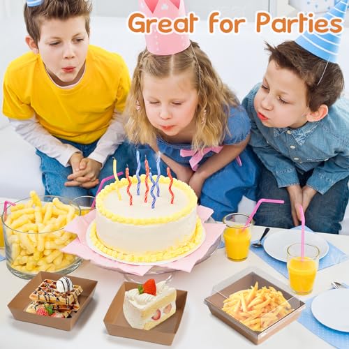 Brown 20 Pack Charcuterie Boxes with Clear Lids - Disposable Food Containers for Cakes, Desserts, Parties & Weddings