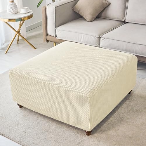 X-Large Soft Stretch Knitted Jacquard Ottoman Cover - Beige