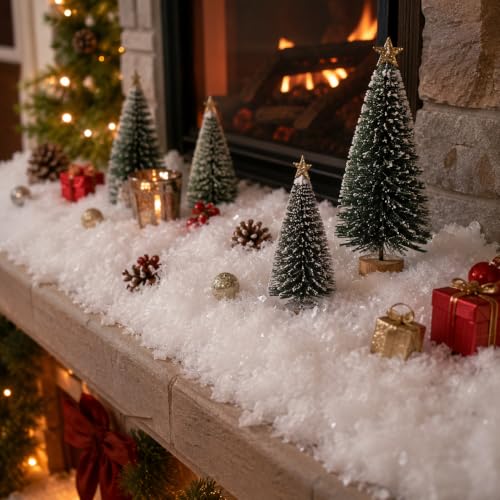 Shell White 40oz Christmas Fake Snow Decoration with Twinkles - Artificial Flake Snow for Holiday & DIY Decor
