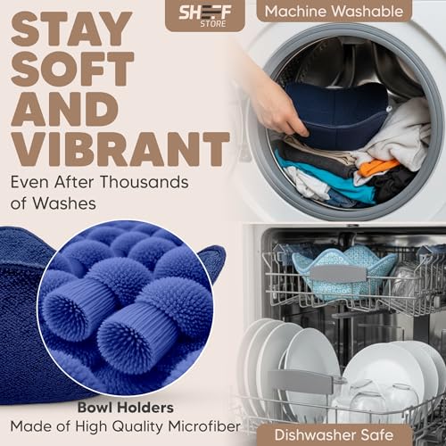 Microwave Bowl Cozy Holders - Set of 4 Heat-Resistant Fabric Bowl Huggers
