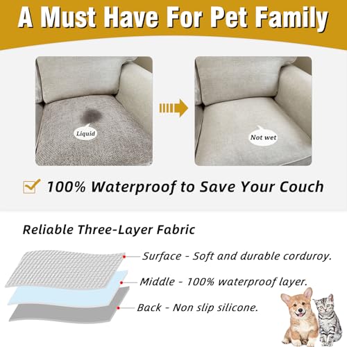 Waterproof Sofa Arm Covers - Non-Slip Couch Armrest Protector (Set of 2, 24" x 20")
