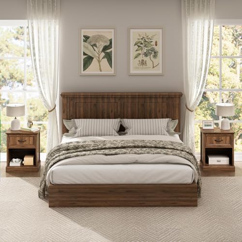3-Piece Farmhouse Bedroom Furniture Set: 9-Drawer Dresser and 2 Nightstands