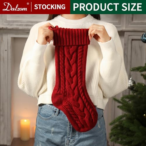 Personalized Christmas Stockings with Leather Patches (Set of 4) - 18" Knitted