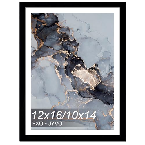 Black 12x16 Picture Frame with 10x14 Mat for Diamond Art & Posters