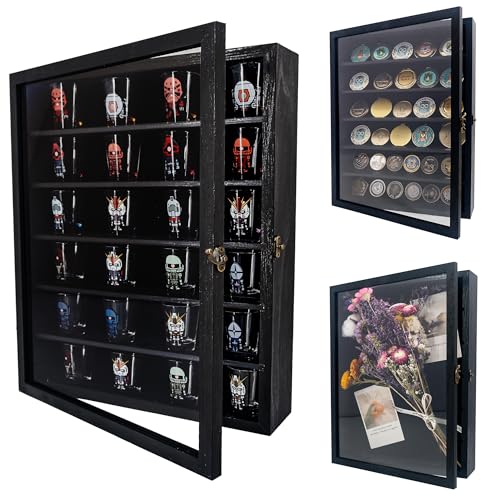 12x16 Shadow Box Display Case with 5 Adjustable Shelves and Hinged Door