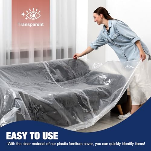 Extra Large Clear Plastic Loveseat Covers 68x62x42 Inch