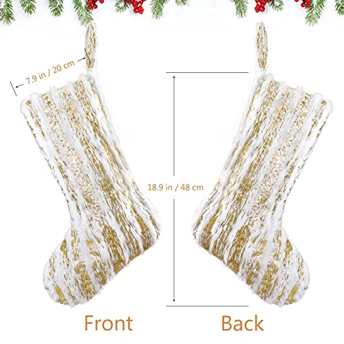 Alynsehom 4 Pack Gold Christmas Stockings 20in Faux Fur Holiday Decor