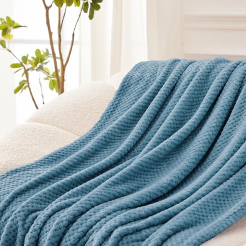 Exclusivo Mezcla Large Waffle Fleece Throw Blanket - Slate Blue (50x70")