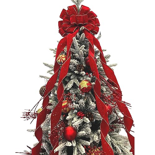 Seasons Stars SSDecor Jumbo Christmas Gift Bow - Red Velvet, 52in x 12in