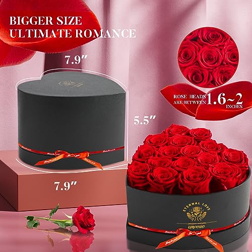 16-Piece Preserved Red Roses in Heart Box - Eternal Flower Gift Set