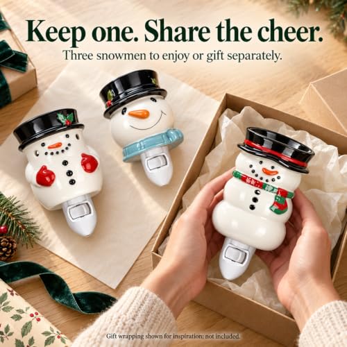 3-Piece Snowman Wax Warmer Set with Replaceable 15W Bulbs