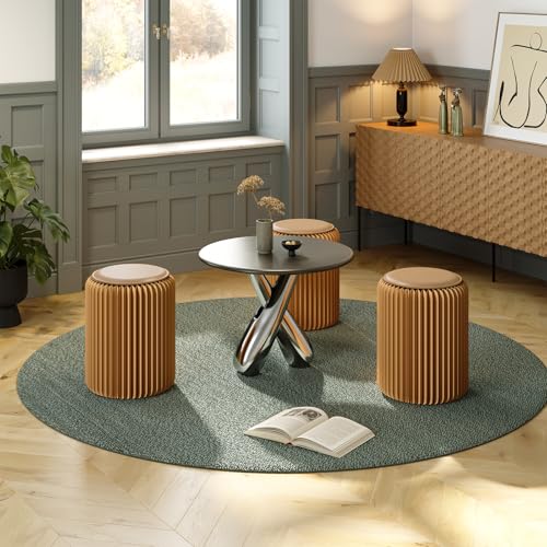 17-Inch Folding Paper Stool with Cushion, Heavy-Duty Collapsible Round Seat