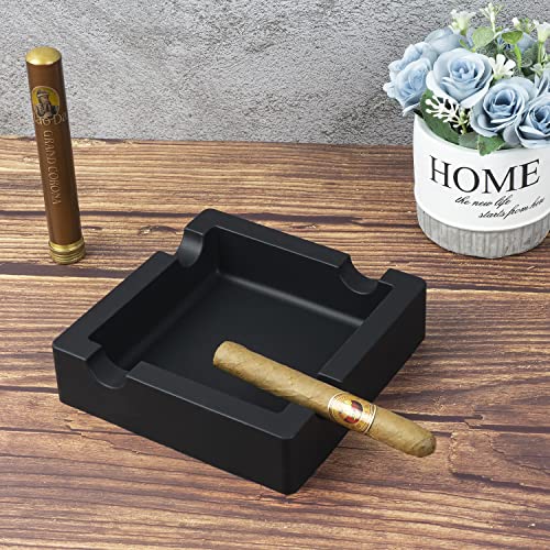 Unbreakable Silicone Cigar Ashtray - Large 4-Rest Outdoor Patio Tray, 2 Pack