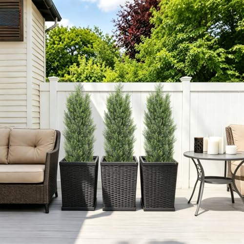 4ft Artificial Cedar Topiary Trees, UV Resistant Faux Cypress Set of 2