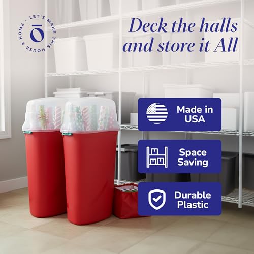 Holiday Gift Wrap Organizer 2-Pack Clear Plastic Storage Container