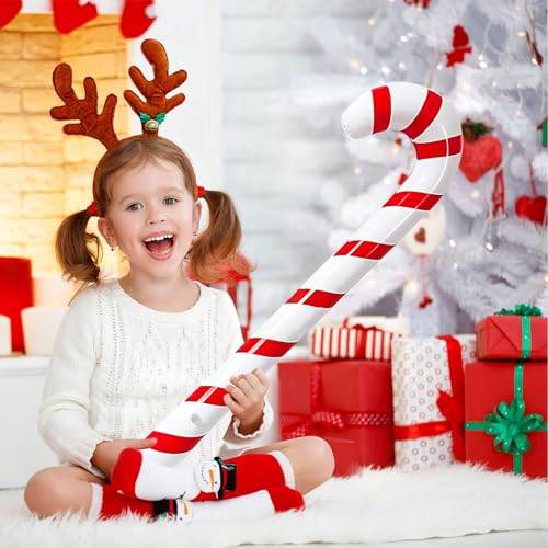 QIFU 3Pcs 35in Inflatable Christmas Candy Cane – Holiday Decor, Model A