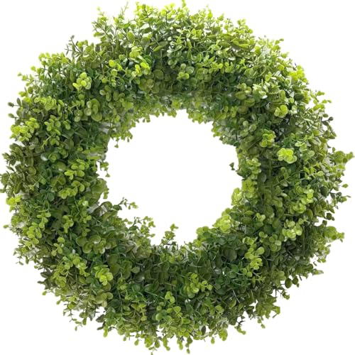 Hiptree 22 Inch Boxwood Wreath for Front Door - Green, Model 03-22 Inch