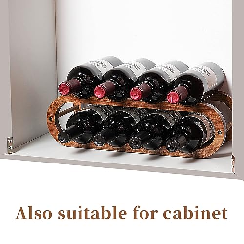 2-Tier Acacia Wood Wine Rack and Water Bottle Organizer for Countertop
