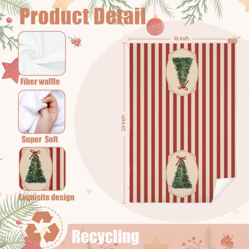 Red Striped Christmas Kitchen Towels Set of 2 16x24in Holiday Decor