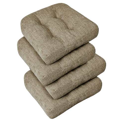 U-Shaped Dining Chair Cushions 17x17x4 - 4 Pack Non-Slip Kitchen Chair Pads