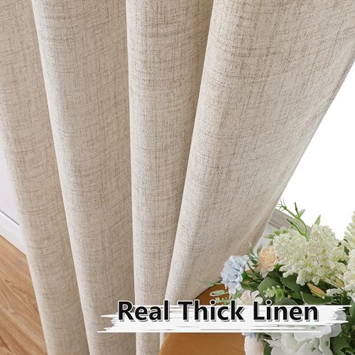 Short Linen Tier Curtains - Rod Pocket Light Filtering, 30x24 In, Set of 2