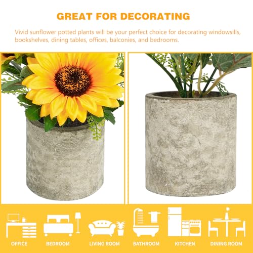 Artificial Sunflower Pot with Eucalyptus Leaves - 21 cm