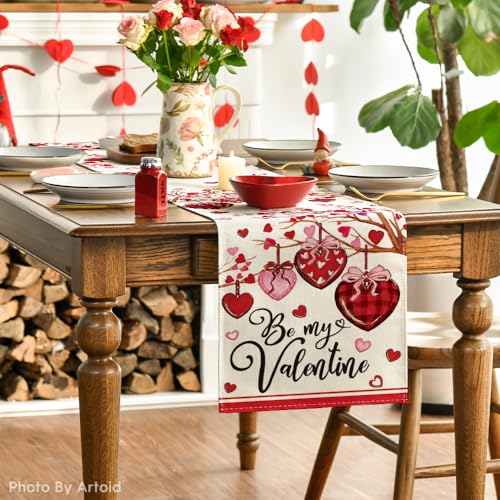 Artoid Mode Heart Branch Valentine Table Runner 13x72 Inch Home Decor